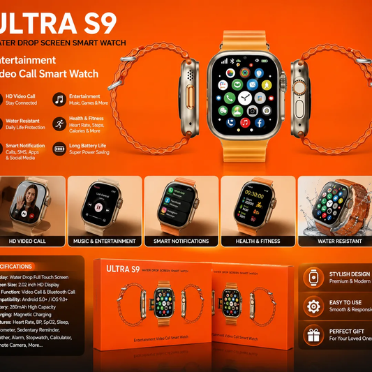 Ultra S9 Android Smart Watch | Video Calling | Water Drop Display | Premium Smartwatch