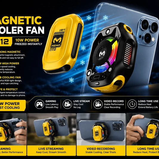 MEMO CX12 Magnetic Phone Cooler Fan | 10W Semiconductor Cooling | RGB Gaming Cooler