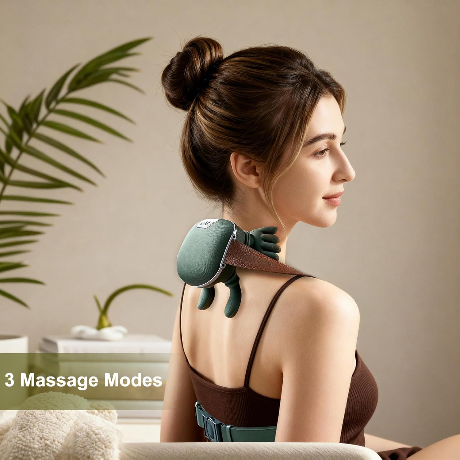 Bionic Heated Massager, Wireless Portable Shiatsu Neck and Back Massager, Electric Deep Tissue 4D Kneading Massage, Simulated Hu
