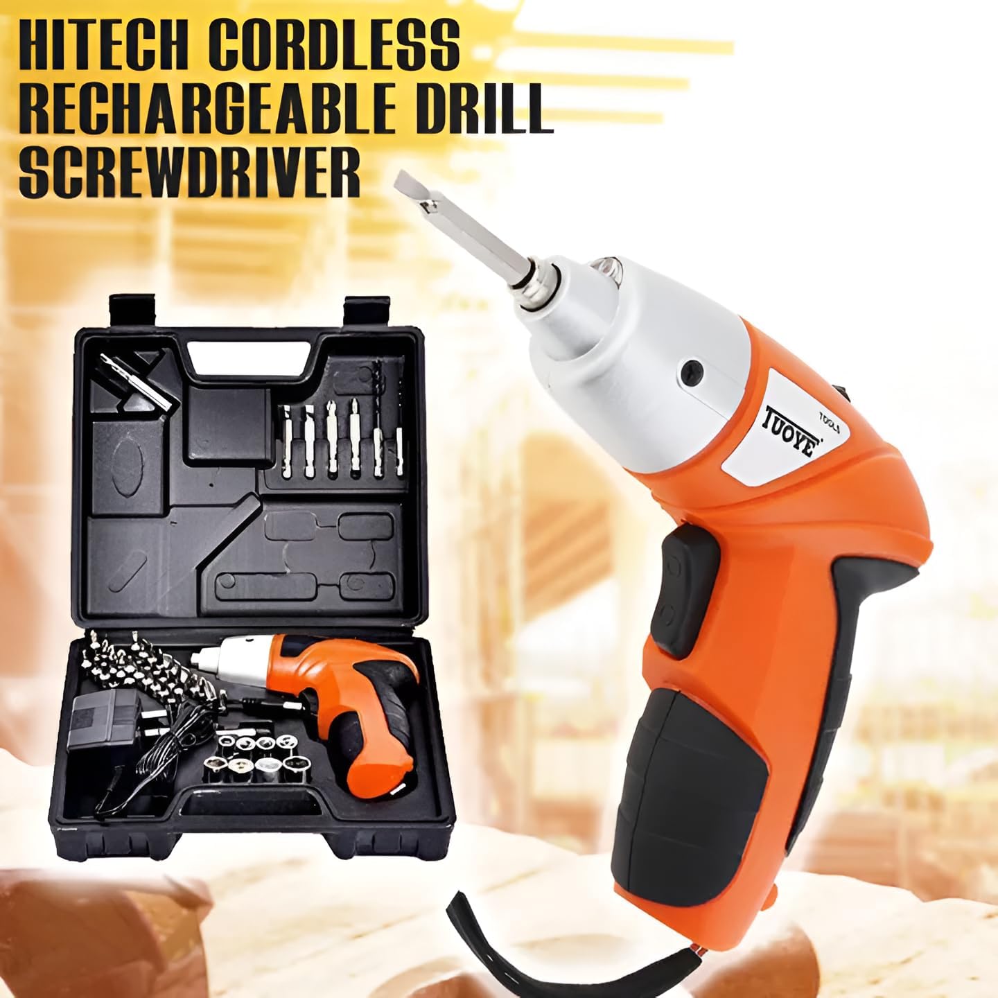 Cordless Electric Screwdriver Tool Kit | Rechargeable Multi-Bit Repair Set with Carry Case