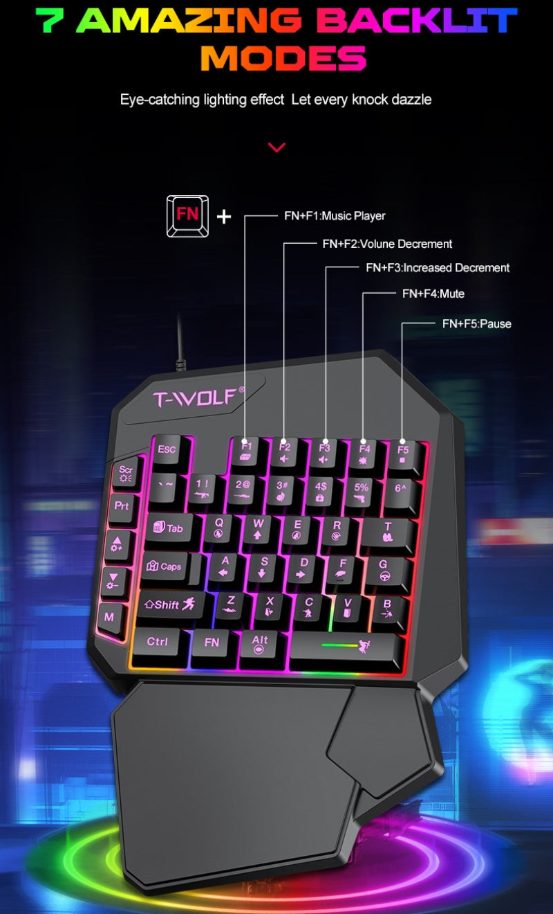 5 in 1 Gaming Combo Pack | RGB One-Hand Keyboard & Mouse Converter Kit | Mix SE+ / X8