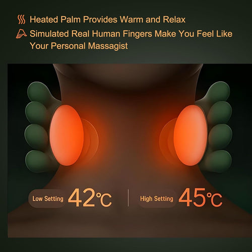 Bionic Heated Massager, Wireless Portable Shiatsu Neck and Back Massager, Electric Deep Tissue 4D Kneading Massage, Simulated Hu
