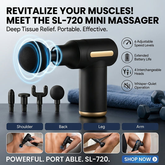 Mini Body Massage Gun SL-720 (Original Version) | Deep Tissue Muscle Massager | 6 Speed Levels