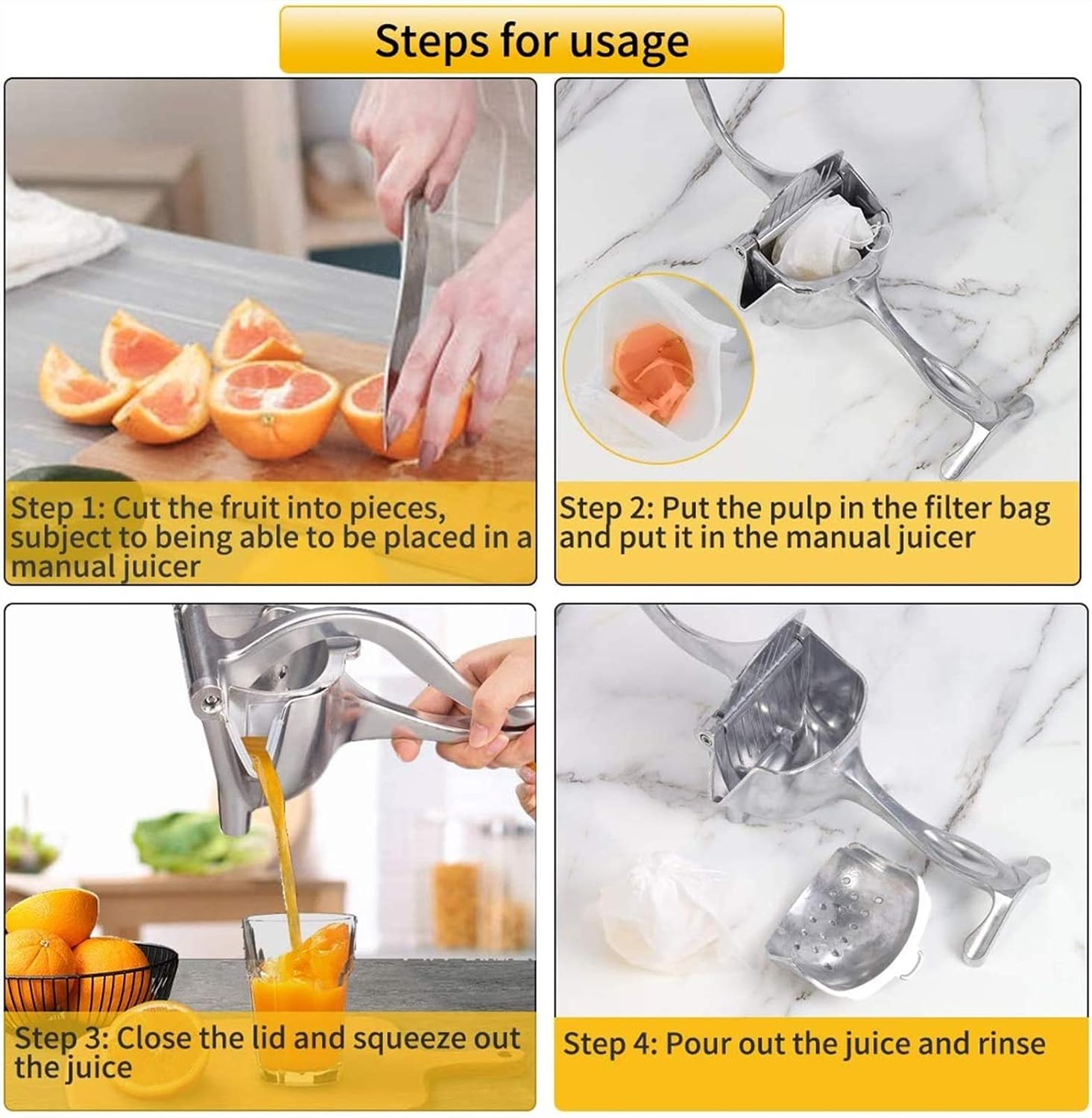 Heavy Duty Manual Fruit Juicer – Aluminium Steel Handheld Citrus & Fruit Press Juicer