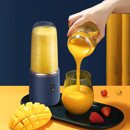 Portable Electric Mini Blender – 380ml USB Rechargeable 6-Blade Fruit Juice & Smoothie Maker