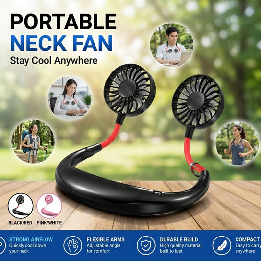 Portable Neck Fan Dual Cooling Fan | Hands-Free Rechargeable Personal Cooling Fan