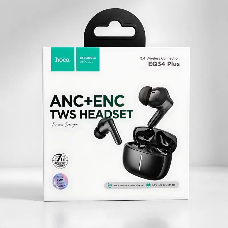 Hoco EQ34 Plus ANC ENC Wireless Bluetooth 5.4 Earbuds with 28H Playtime