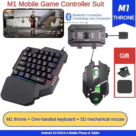 5 in 1 Gaming Combo Pack | RGB One-Hand Keyboard & Mouse Converter Kit | Mix SE+ / X8