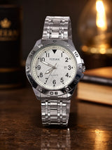 Titian Men's Quartz Watch – CD Lock | Premium Silver Metal Bracelet Watch for Men