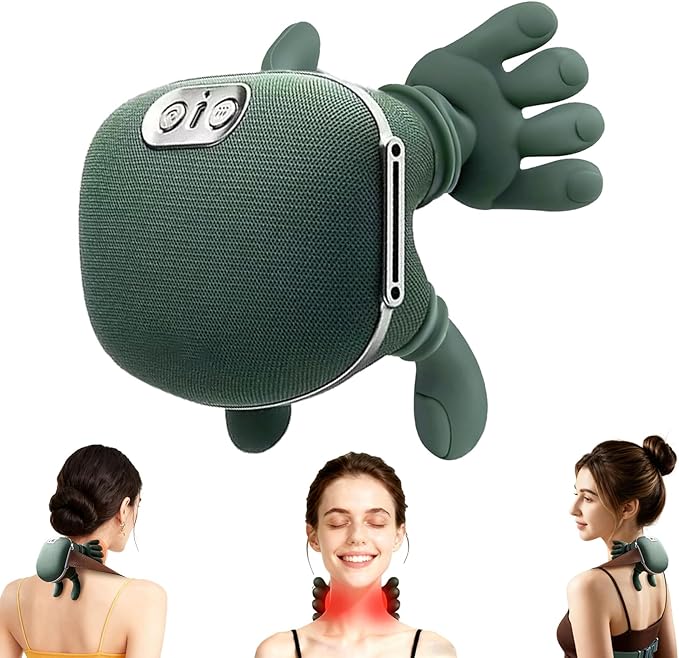Bionic Heated Massager, Wireless Portable Shiatsu Neck and Back Massager, Electric Deep Tissue 4D Kneading Massage, Simulated Hu