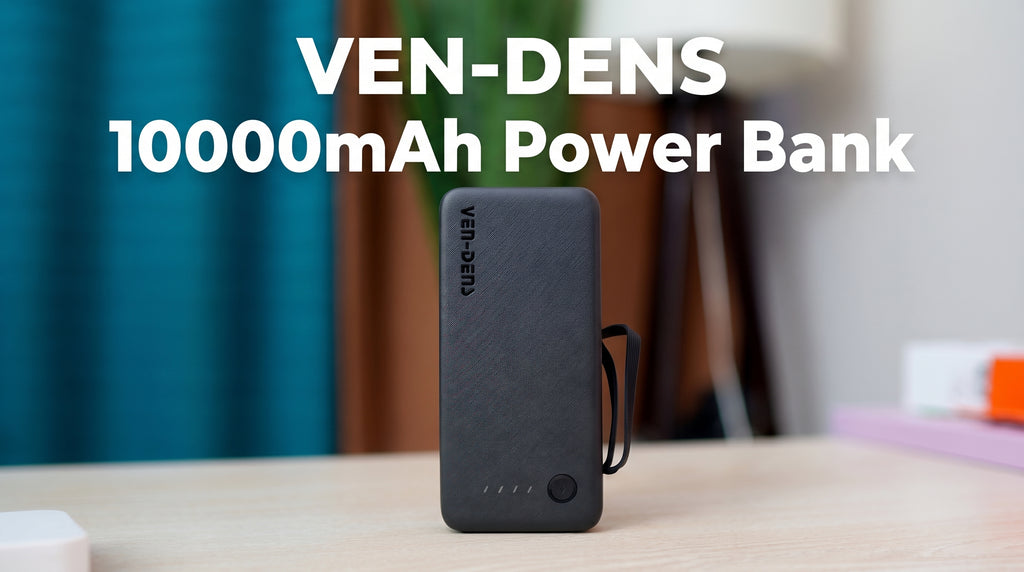 VEN-DENS 10000mAh Power Bank with Built-in 3-in-1 Charging Cables – VD-PB058