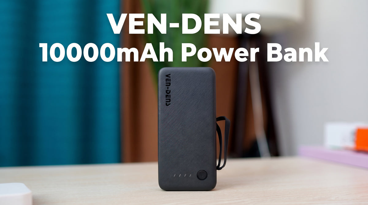 VEN-DENS 10000mAh Power Bank with Built-in 3-in-1 Charging Cables – VD-PB058