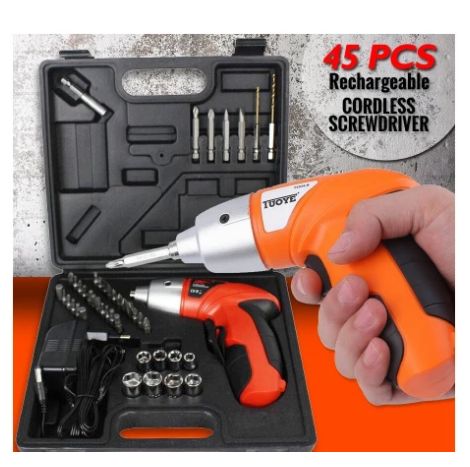 Cordless Electric Screwdriver Tool Kit | Rechargeable Multi-Bit Repair Set with Carry Case
