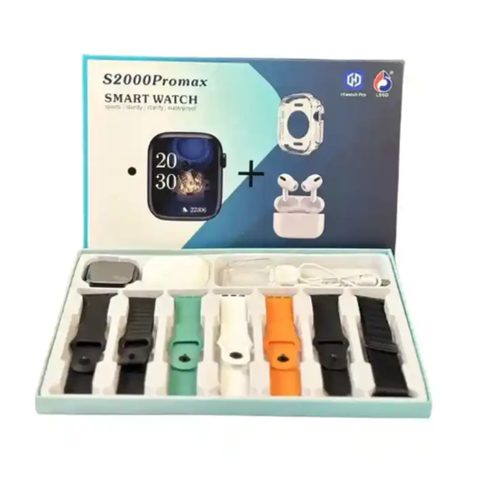 S2000 Pro Max Smart Watch 7-in-2 Edition | Bluetooth Calling | 7 Straps + TWS Earbuds
