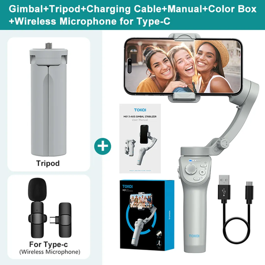 TOKQI M01 Handheld 3-Axis Gimbal Stabilizer | Anti-Shake | Bluetooth | Smartphone Gimbal