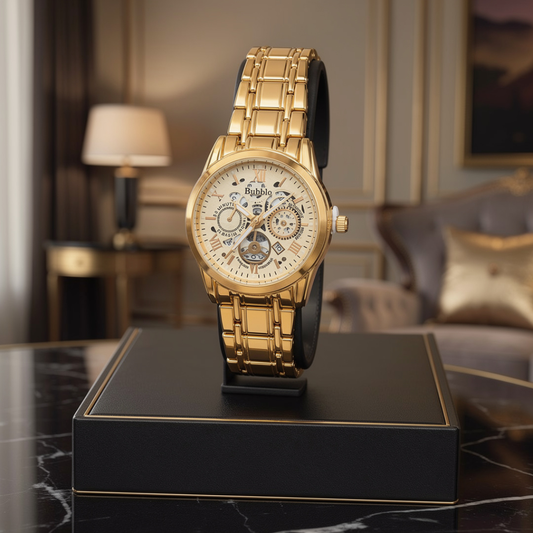 Bubble Luxury Quartz Skeleton Watch for Men | Luminous | Waterproof | Roman Dial