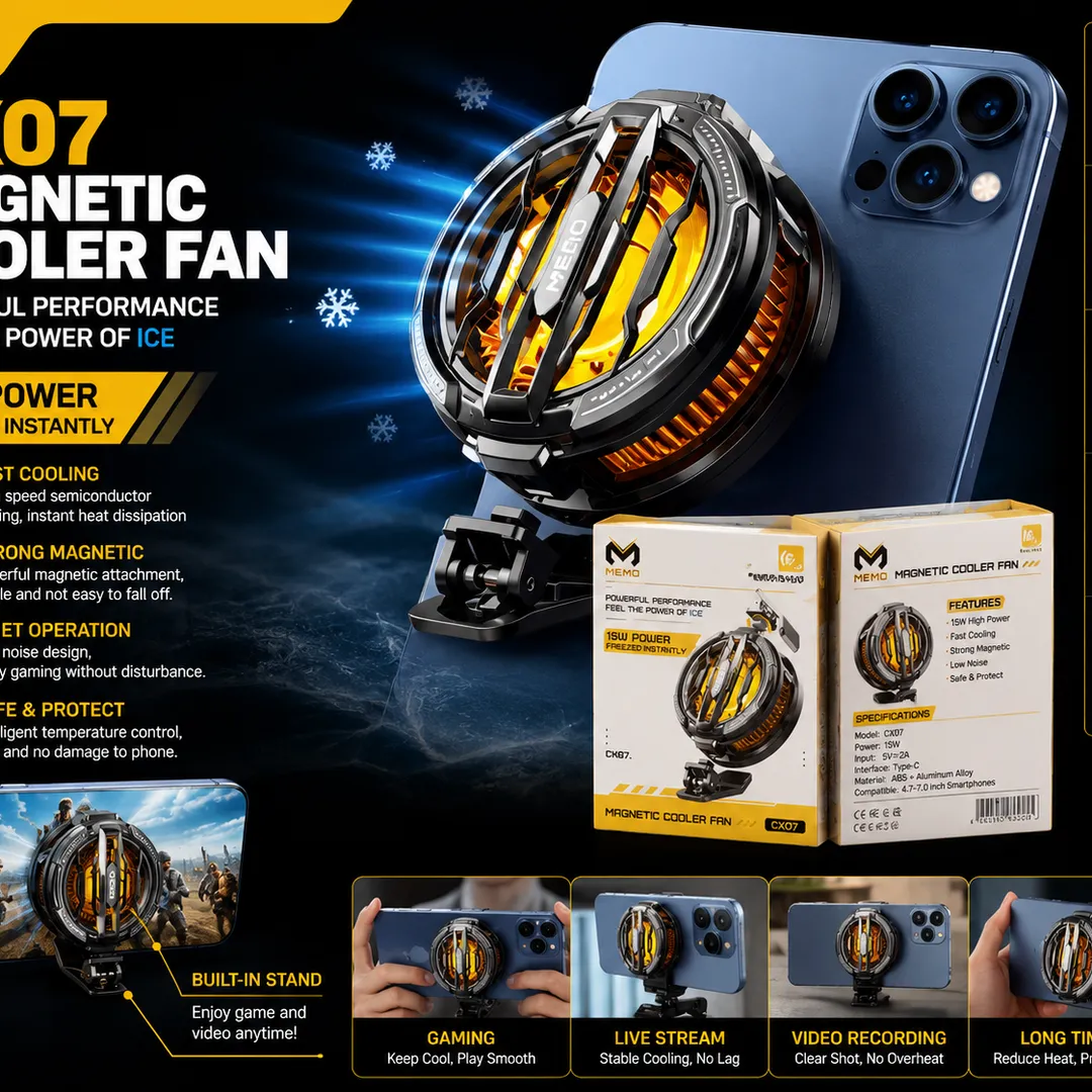 MEMO CX07 Magnetic Phone Cooler Fan | 15W Semiconductor Cooling | RGB Gaming Cooler