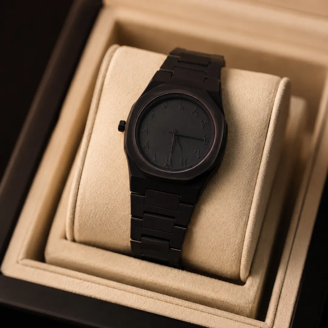 New Aura Men's Watch with Arabic Numerals – Matte Black Quartz Wrist Watch for Men