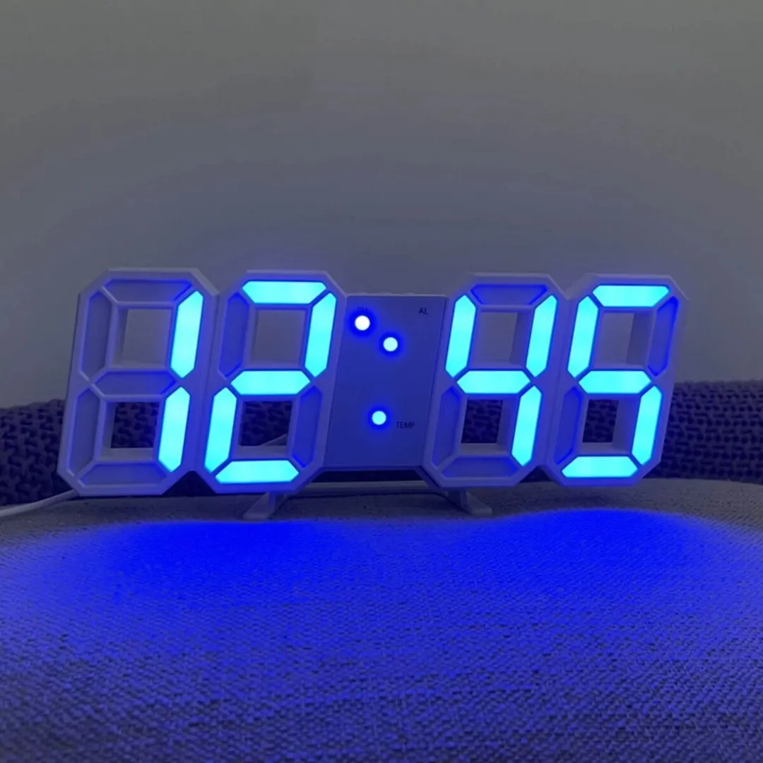 3D LED Digital Wall Clock – Large Display Alarm Clock with Temperature, Date & Auto Brightness