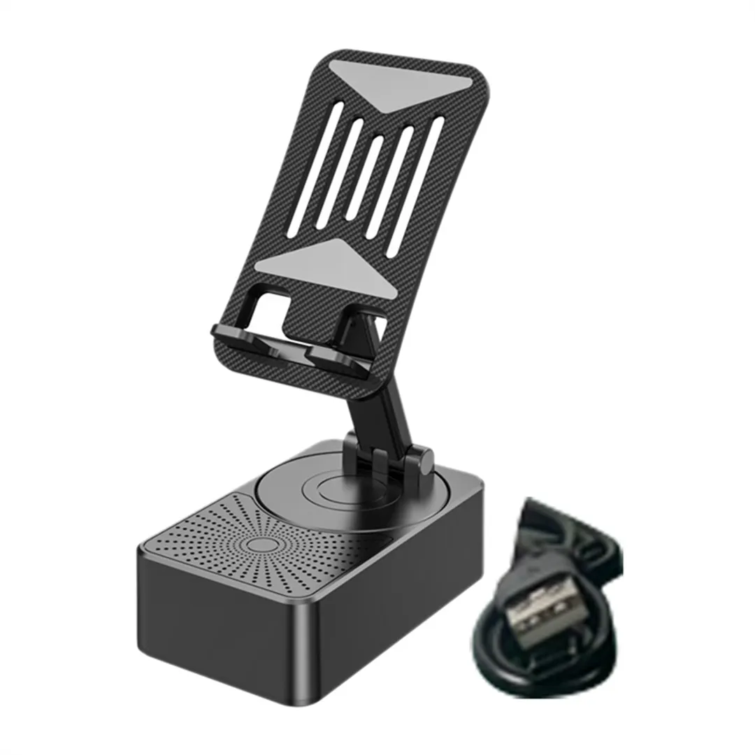 3-in-1 Foldable Mobile Phone Stand with Bluetooth Speaker & Charging Support – Adjustable Desktop Holder