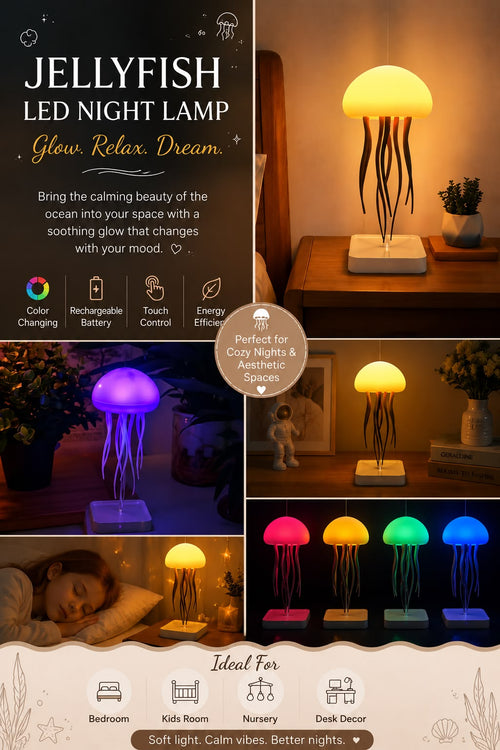 Jellyfish LED Lamp – Color Changing Touch & Voice Control Night Light