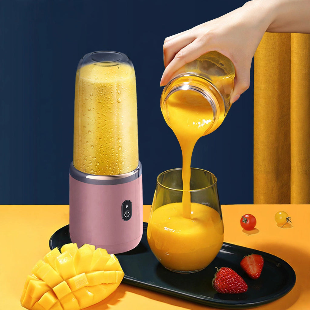 Portable Electric Mini Blender – 380ml USB Rechargeable 6-Blade Fruit Juice & Smoothie Maker