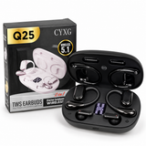 Q25 2-in-1 Couple Soft Ear Hooks TWS Wireless Earbuds – LED Digital Display