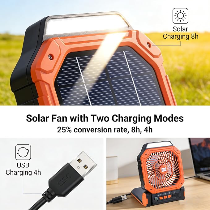 X16 Solar Rechargeable Fan – Portable USB Mini Fan with Powerful Airflow