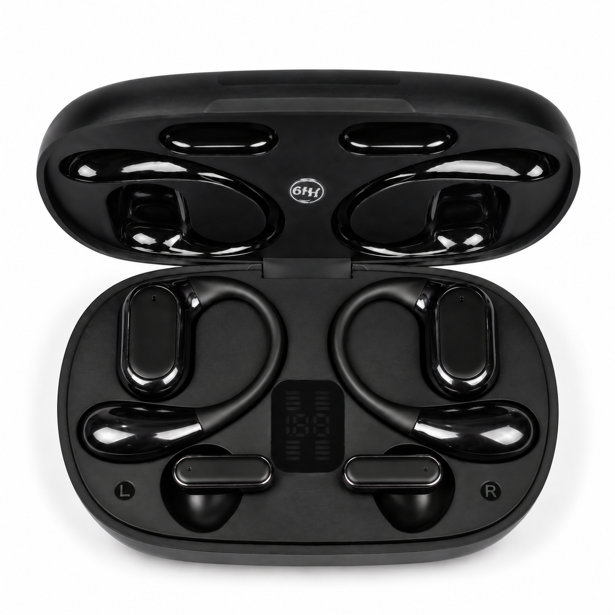 Q25 2-in-1 Couple Soft Ear Hooks TWS Wireless Earbuds – LED Digital Display